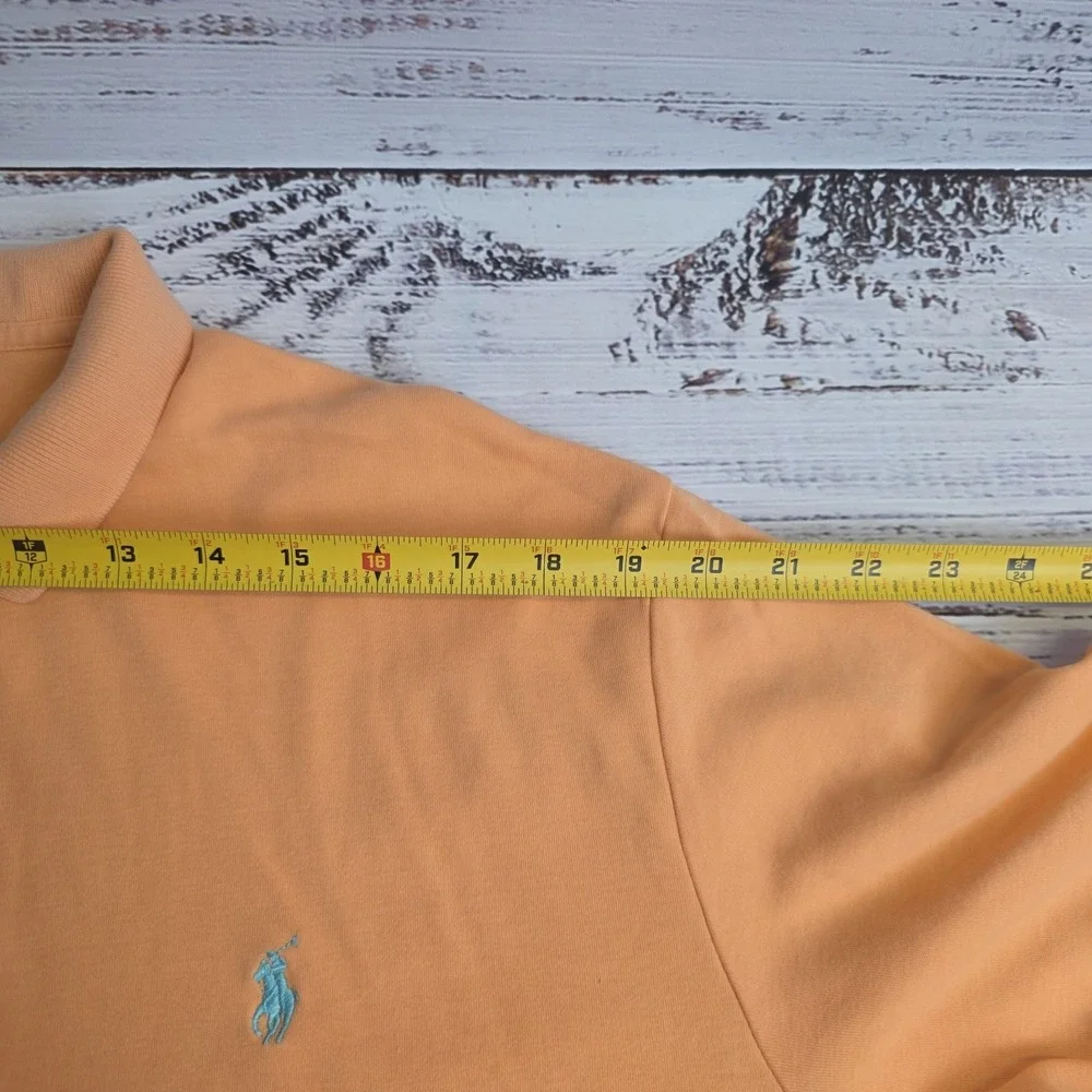 Polo Ralph Lauren Mens XL Polo Peach Orange Cotton‎ Short Sleeve Blue Pony Flaws